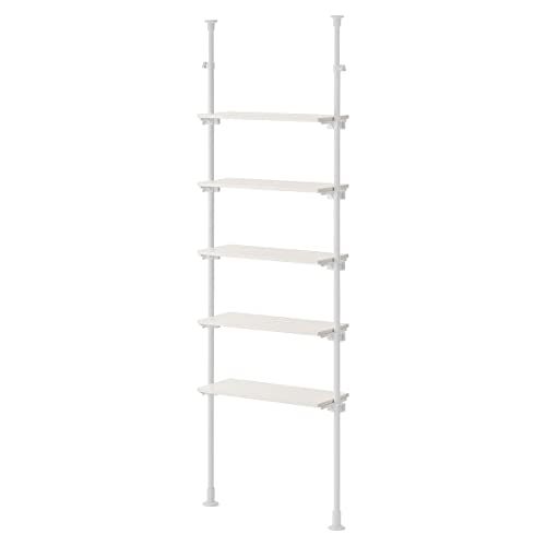 迅速に発送 ぼん家具 つっぱりラック 幅70×奥行24×高さ195?276 cm 壁面収納 つっぱり 棚 ウォールラック 可動棚板 リビング ホワイト×ホワイト 6 fc 32183