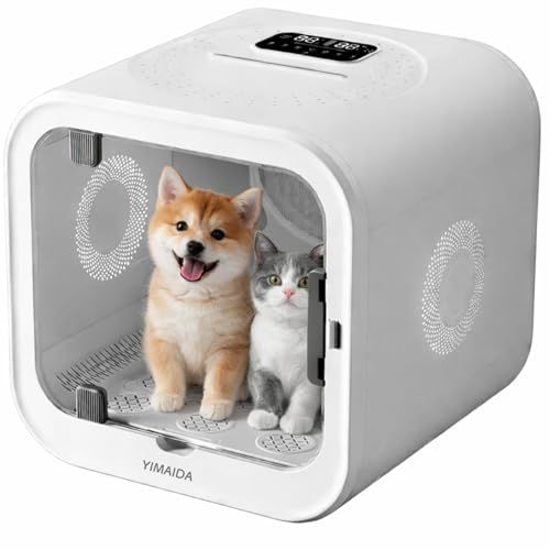 YIMAIDA ペットドライヤー 猫 犬用 ドライルーム ペット乾燥機 静音 温度風速調整 多頭飼い対応 72 L PSE認証済み ホワイト SE p 66 bd 69 d 9