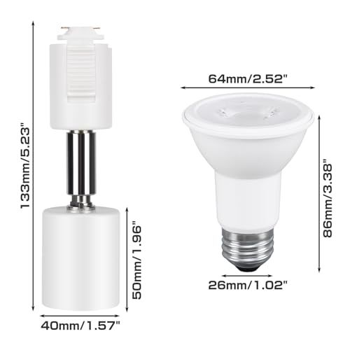 szbritelight スポットライト e 26 ダクトレールライト 電球付き ダクトレール用照明器具 ライティングレール 照明 PAR 20 レフ球型 ランプ付 LED電球＋器具セット ホワイト 昼光色 セット p 2276 c 395