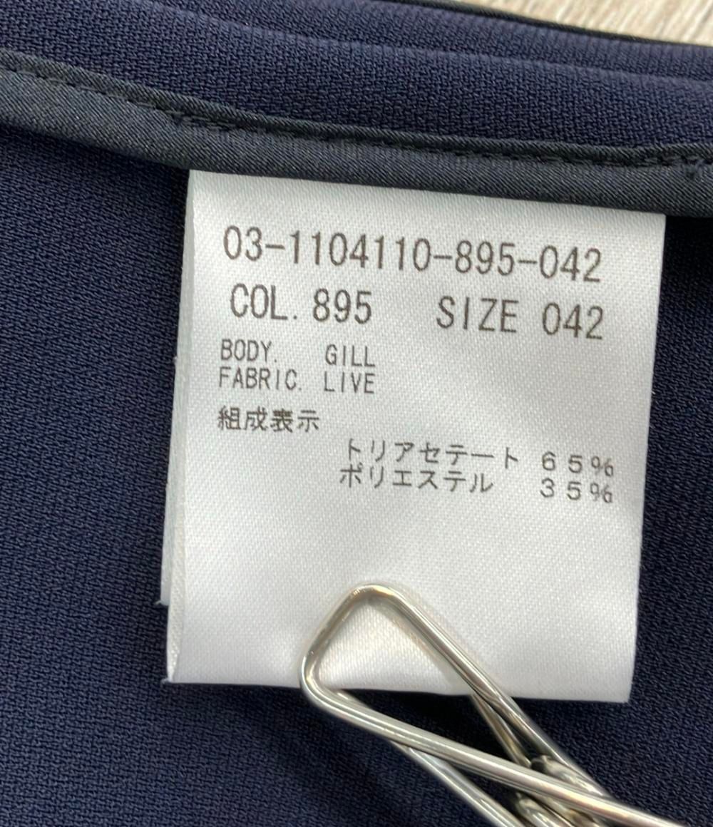 ￼theory luxe ネイビーパンツスーツ 042サイズ 美品 セオリーリュクス セットアップ パンツスーツ ノーカラー 03