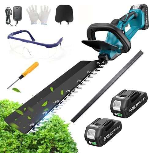 迅速に発送 2025新型 Elikliv ヘッジトリマー 充電式 電動 剪定トリマー 生垣バリカン ガーデントリマー 刈込み幅510 mm 切断径18 枝受けトレイ付き 高速剪定 電動工具 コードレス 枝切り 垣根 刈込機 園芸用品 庭 23 e 6 c 626