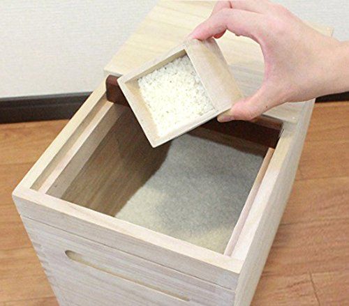 迅速に発送 オスマック OSMAC 米びつ 30 kg 桐製 1合マス付 後部キャスター付 ライスボックス 米櫃 木製 防虫 RPO ad 08 a 46 b