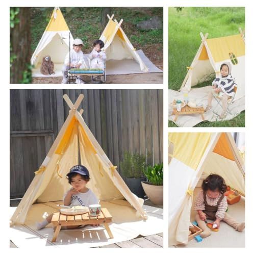 キッズテント HOUSE コットン ティピーテント 子供 ハウス おしゃれ 北欧 男の子 女の子 折りたたみ 木製po 6 b 003 cc 9