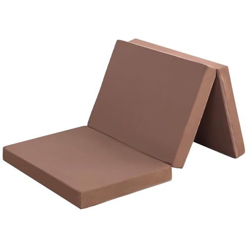 マットレス シングル 三つ折り 高反発 硬さ190 N 厚10 cm 凹凸加工 体圧分散 エコテックス認証 抗菌防臭防ダニ 通気性 洗えるカバー オールシーズン対応 圧縮梱包 敷布団 97 x 195 10 ブラウン 彡