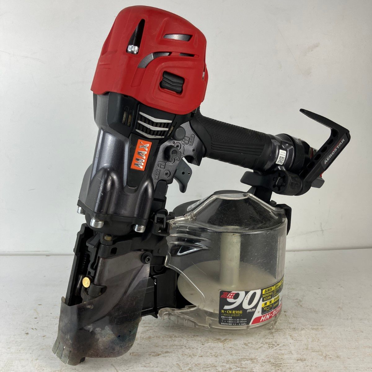 ЗЗMAX マックス 90 mm 高圧 釘打機 スーパーネイラ 取説 ケース付 HN-90 N 6 D レッド×ブラック