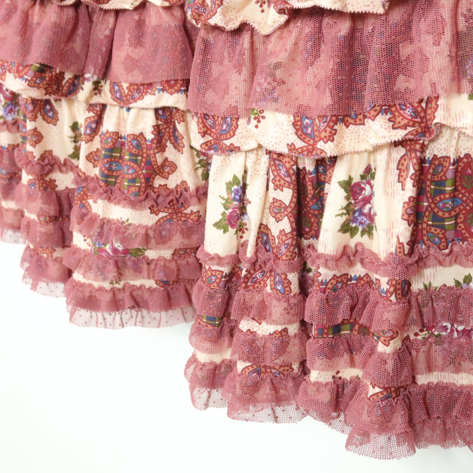 極美品】ピンクハウス☆ドットチュールレース♪かぶせ段々フリル