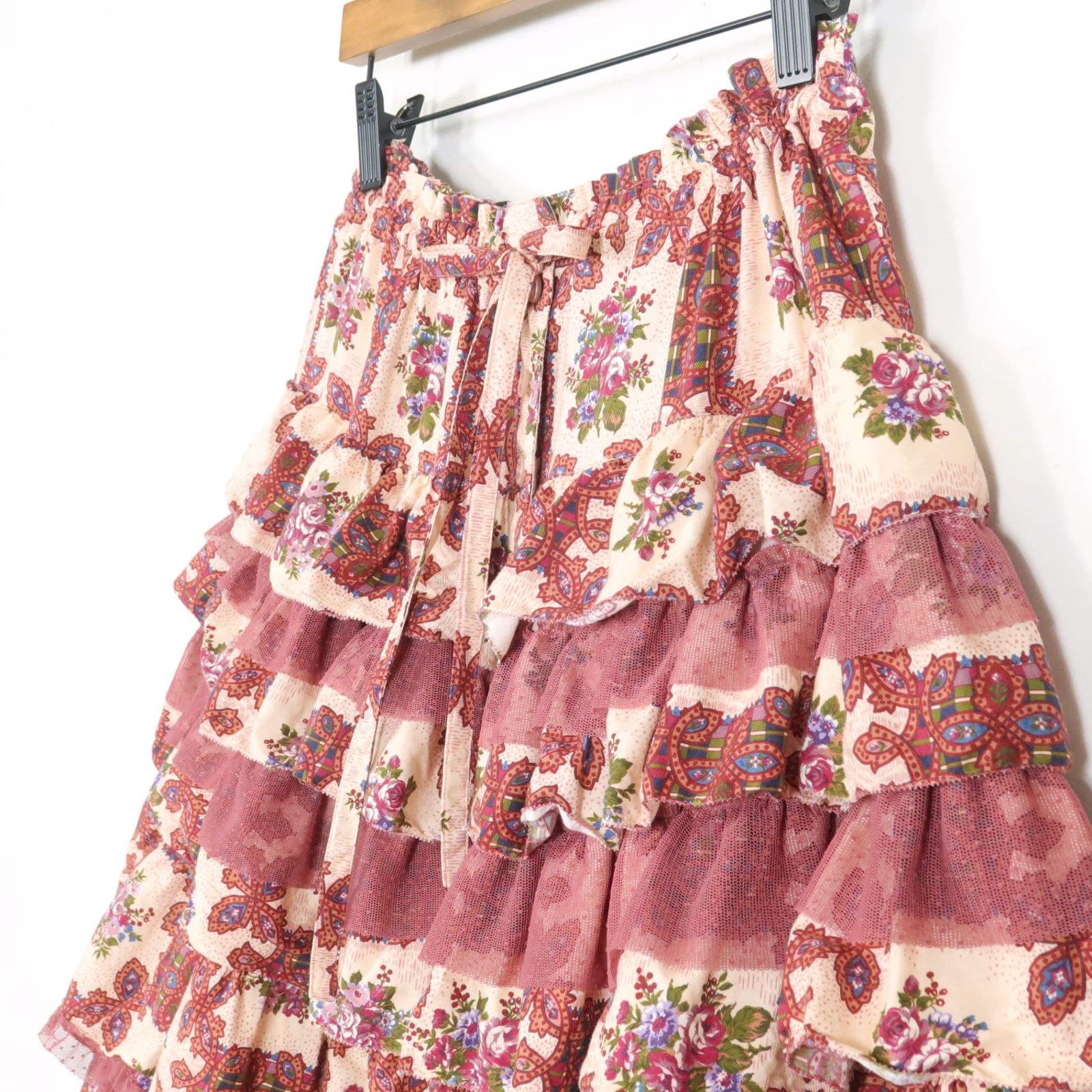 極美品】ピンクハウス☆ドットチュールレース♪かぶせ段々フリル