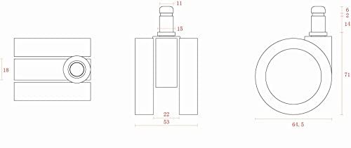  AKRacing ゲーミングチェア用 双輪キャスター PU ポリウレタン 製 ブラック セット 彡 台車 DIY 工具
