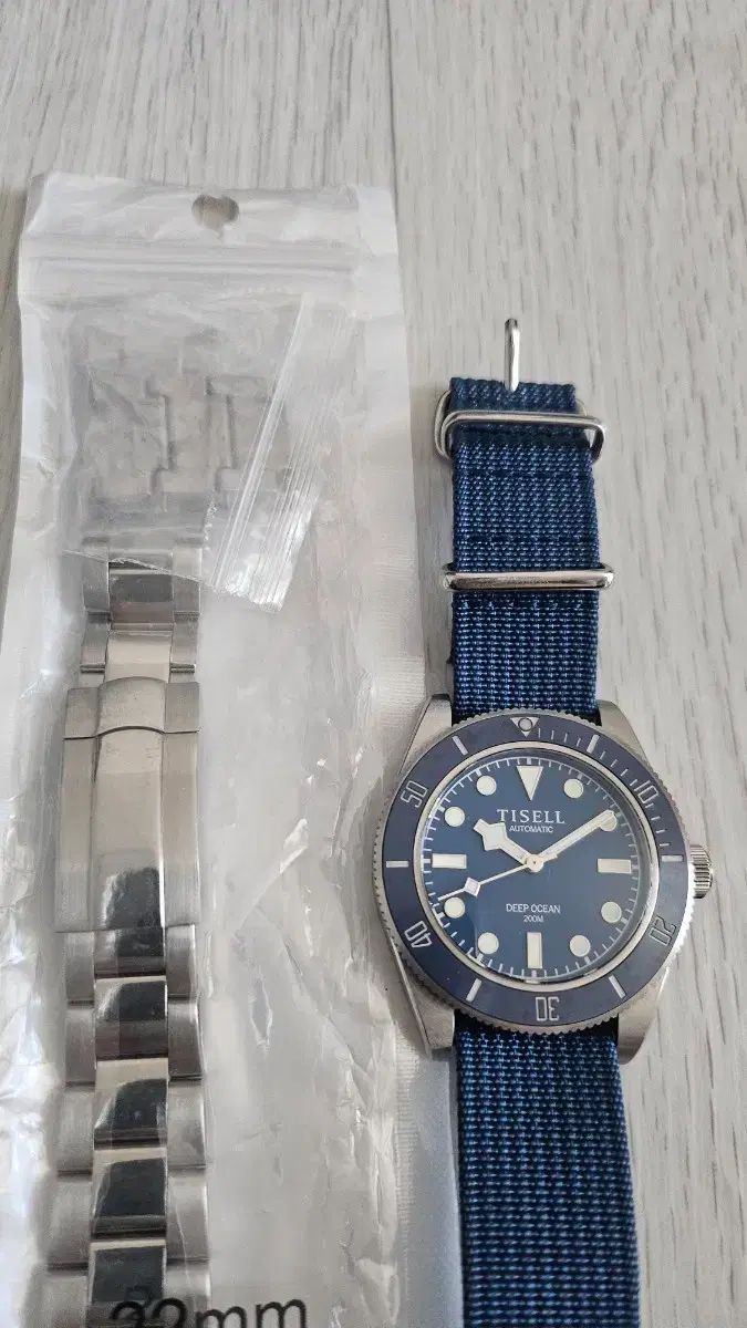 Tisell ティセル ディープオーシャン デニム盤 時計 メタルバンド
