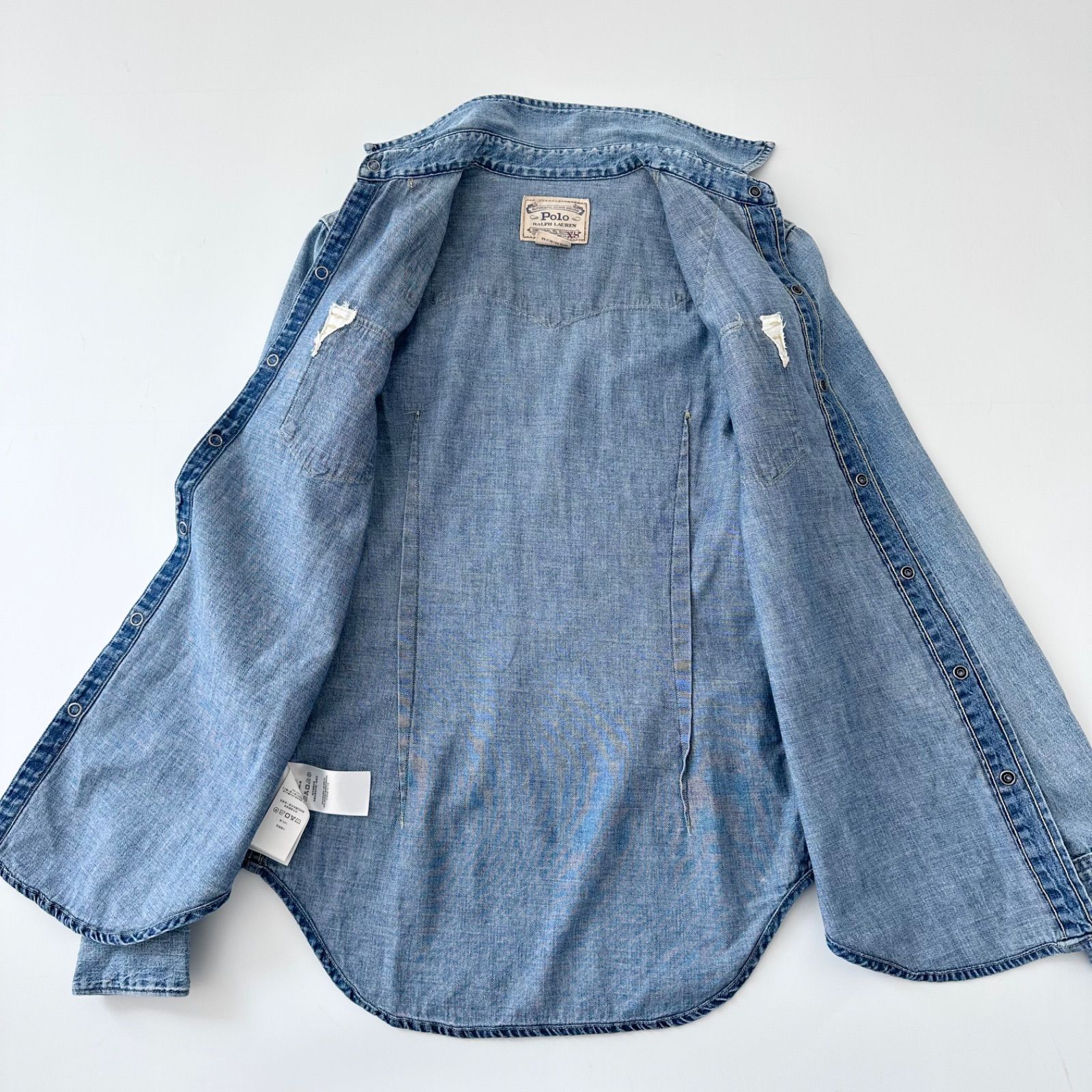POLO RALPH LAUREN ウエスタン デニム シャツ XS レディースM相当 近年 