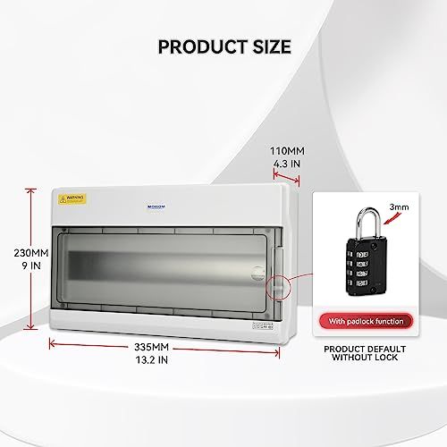 Mollom 15ウェイ配電ボックス バスバーとディンレール付き ミニチュアサーキットブレーカーMCB用 防水 IP 66 南京錠 屋内外で使用 彡