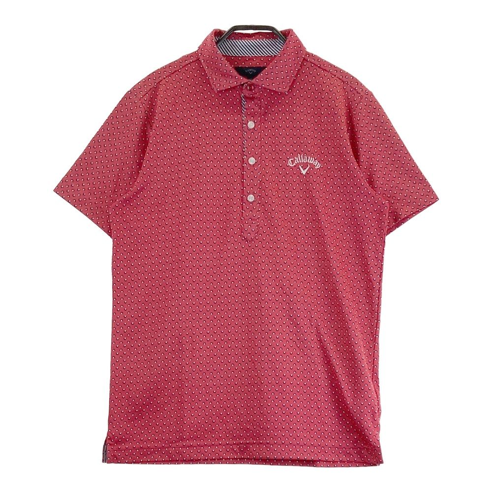 サイズ：M CALLAWAY キャロウェイ  半袖ポロシャツ 総柄 レッド系 [240101620388] ゴルフウェア メンズ ストスト