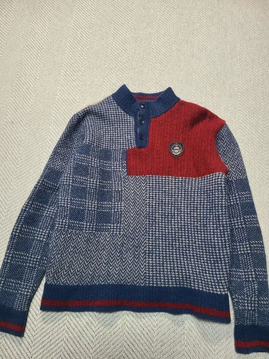 100) Ping ハイネック ブロック チェック パータン ニット