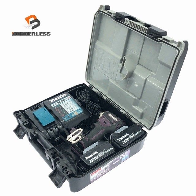 品 makita マキタ 18 V 充電式インパクトドライバー 紫 バッテリー 6.0 Ah 充電器付き コードレス 締付け122975