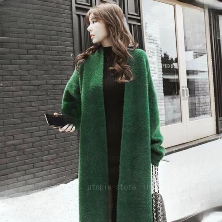 ロングコート レディース 冬 大きいサイズ ガウンコート コーディガン ロング丈 アウター 膝丈 モコモコ ボタンなし ゆったり 厚手
