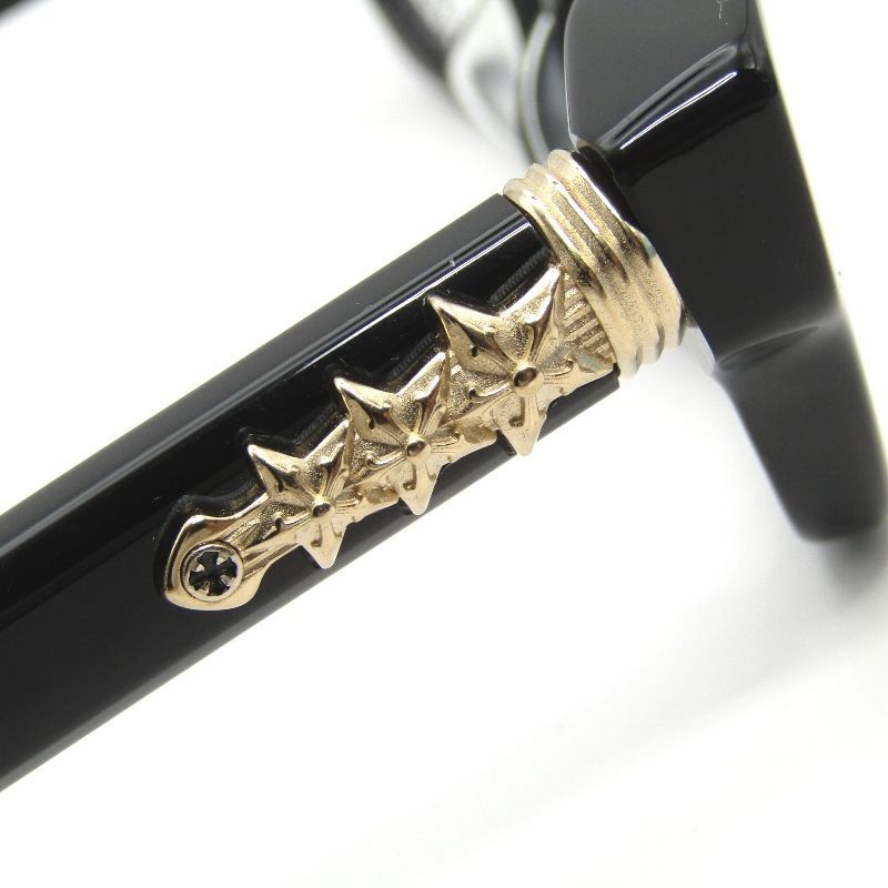 クロムハーツ好き 必見 ブラックフレーム メガネ ゴールド装飾付き 未使用 CHROME HEARTS クロムハーツ メガネフレーム ASSTRAORDINAIRE A