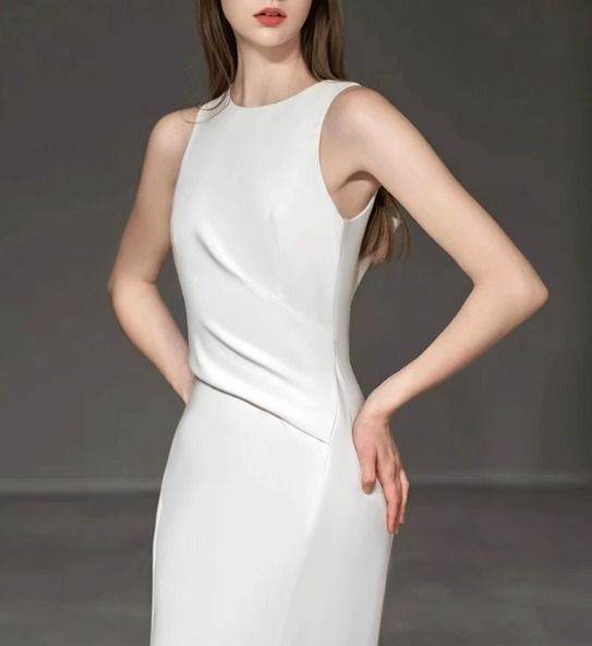 バックリボン ウェディングドレス マーメイド上品 ロング サテン