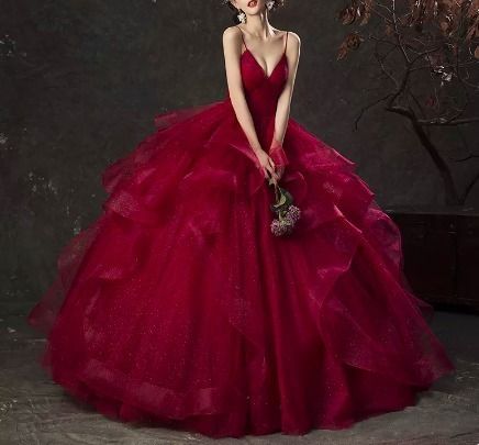 ロング カラーウェディングドレス チュチュ レース プリンセス