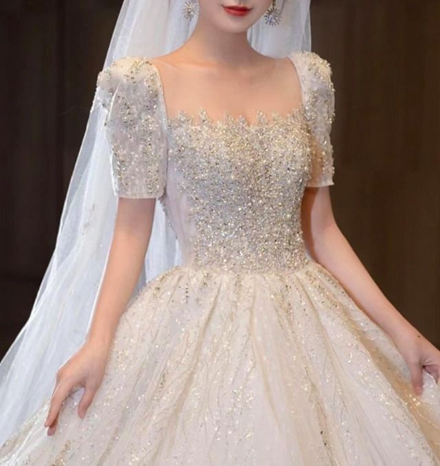 プリンセス ウェディングドレス ビジュー ロング