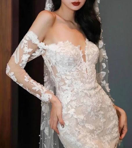 マーメイド ウェディングドレス オールレース ロング 上品