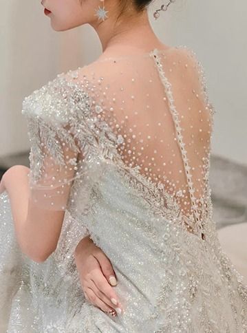 フィッシュテイル テール ウェディングドレス バックシースルー