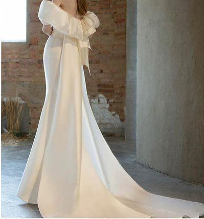 マーメイド ウエディングドレス オフショルダー フリル 韓国