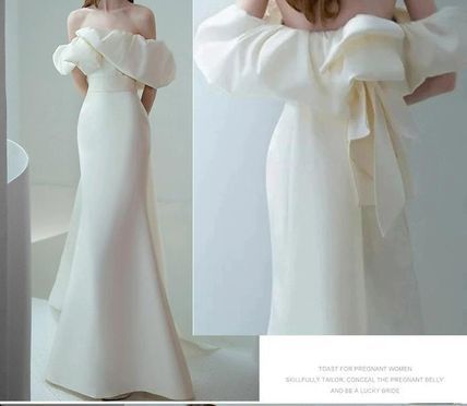 マーメイド ウエディングドレス オフショルダー フリル 韓国