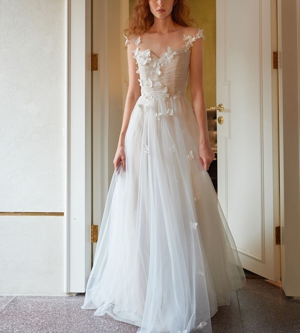 レース ウェディングドレス 結婚式 シフォン バタフライ 韓国