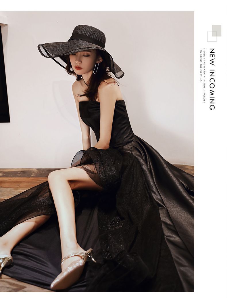 パーティー チューブトップ ブラック ウエディングドレス