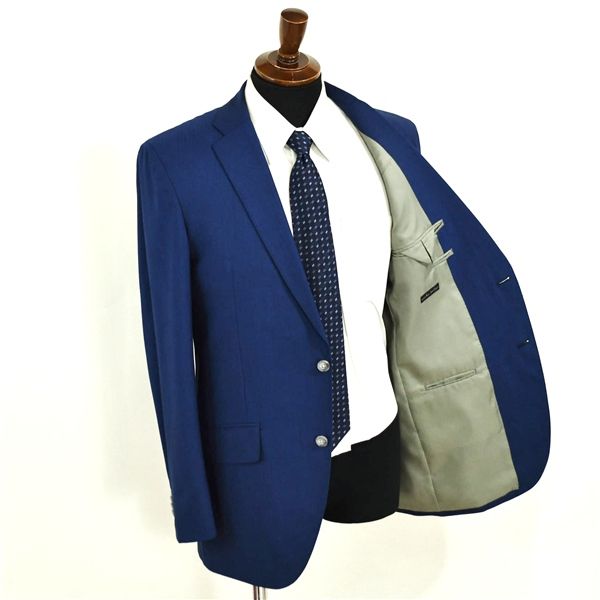 【値下げ】Azabu tailor スーツ　ネイビーストライプ 2パンツ 麻布テーラー 2つボタン シングルスーツ L A7 ダークネイビー