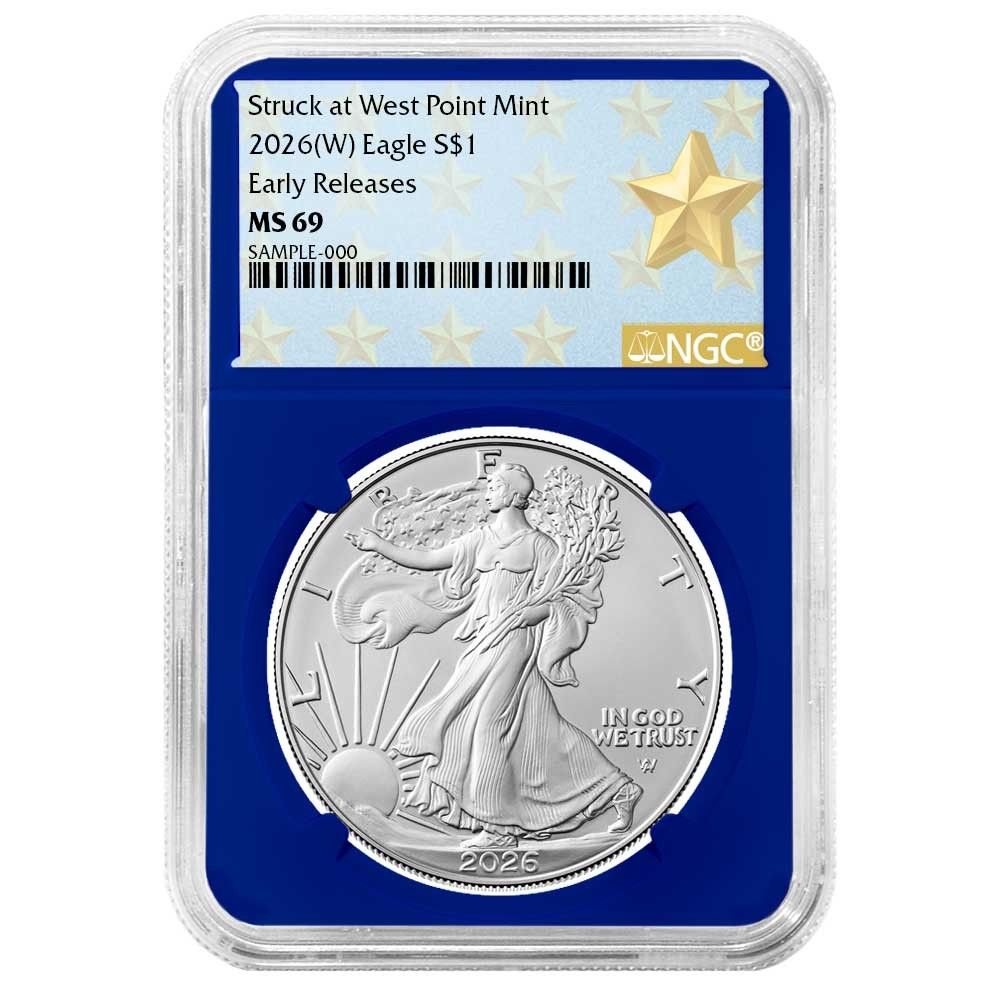 2026 (W) $1 アメリカン シルバー イーグル NGC MS69 ER ウェスト