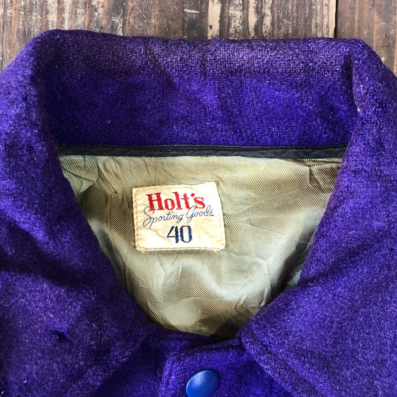 Vtg 1950s Holts Sporting Goods Letterman Varsity Jacket 34 Patched