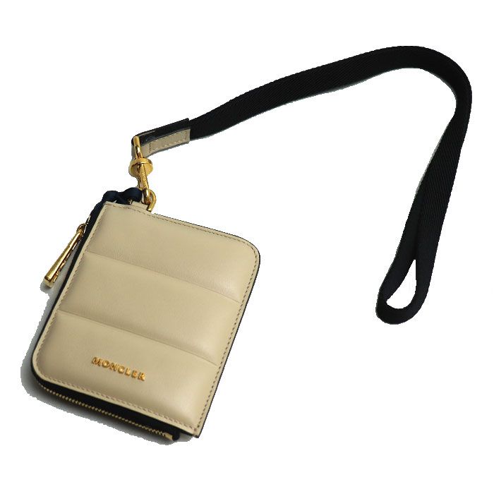 MONCLER モンクレール FLAT WALLET SMALL 二つ折り財布 コンパクトウォレット ベージュ I109B6C00001 M3043 ショルダーストラップ付 ユニセックス【中古】【美品】 MONCLER モンクレール FLAT WALLET SMALL 二つ折り財布 コンパクト