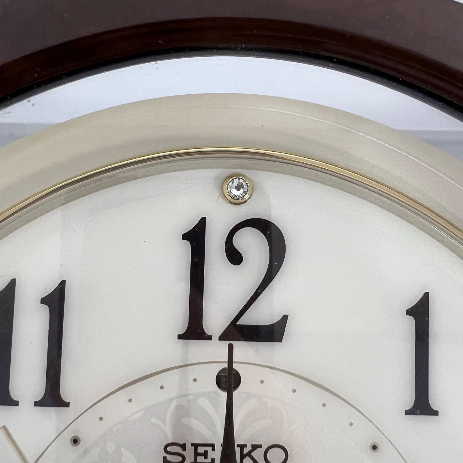 稼働品】SEIKO 掛時計 ブラウン 楕円形 電波時計 AM239H セイコー