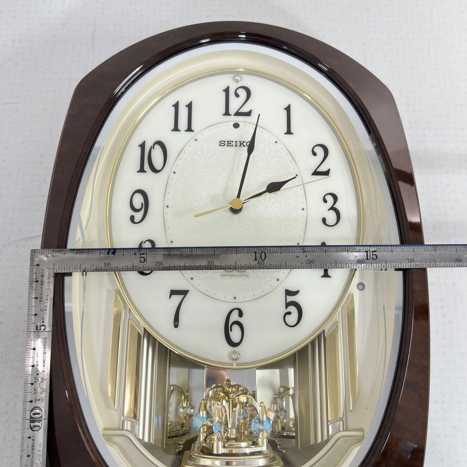 稼働品】SEIKO 掛時計 ブラウン 楕円形 電波時計 AM239H セイコー