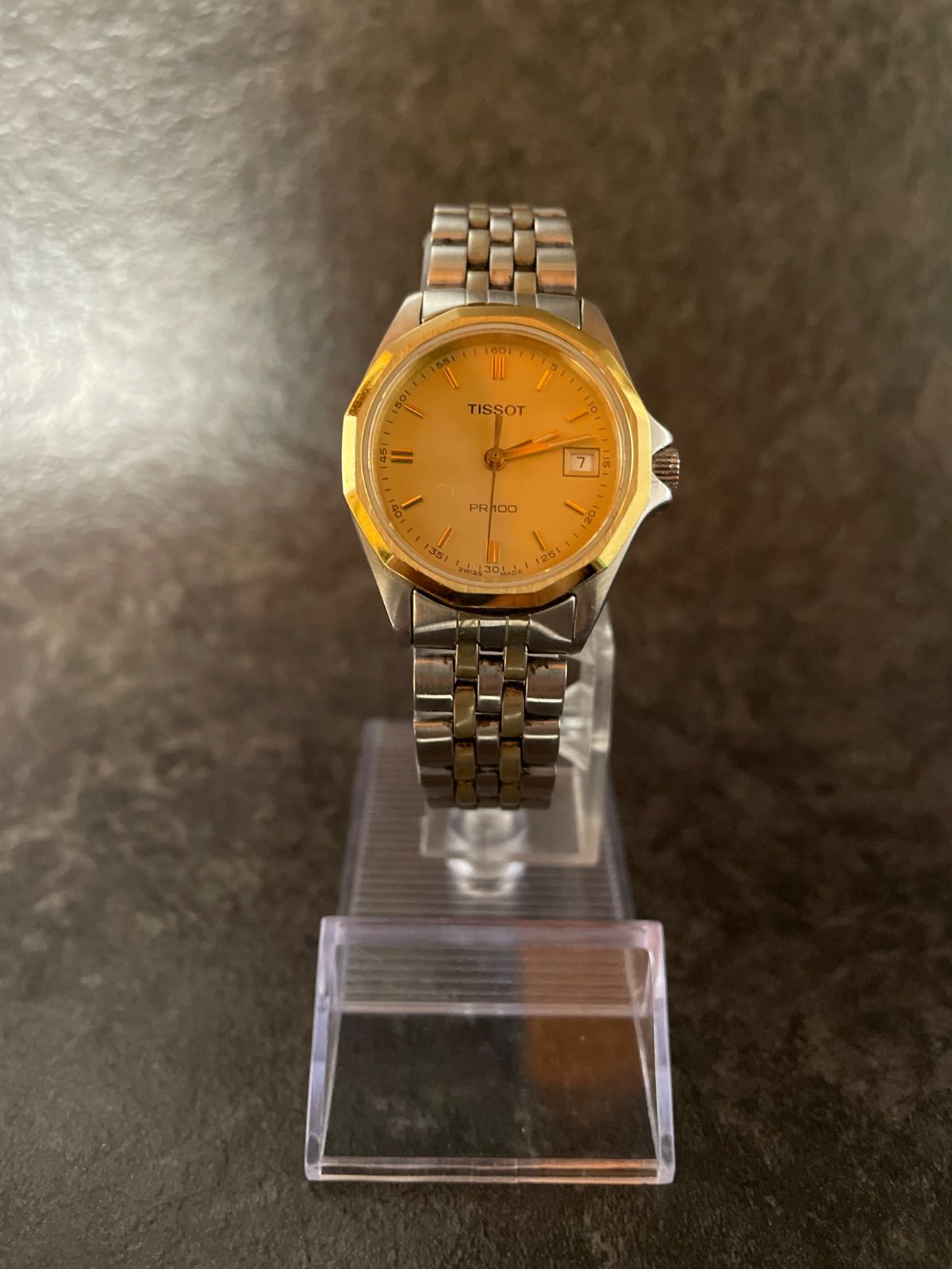 TISSOT ティソ PR100 腕時計 稼働品 デイト付 コンビカラー ゴールド 
