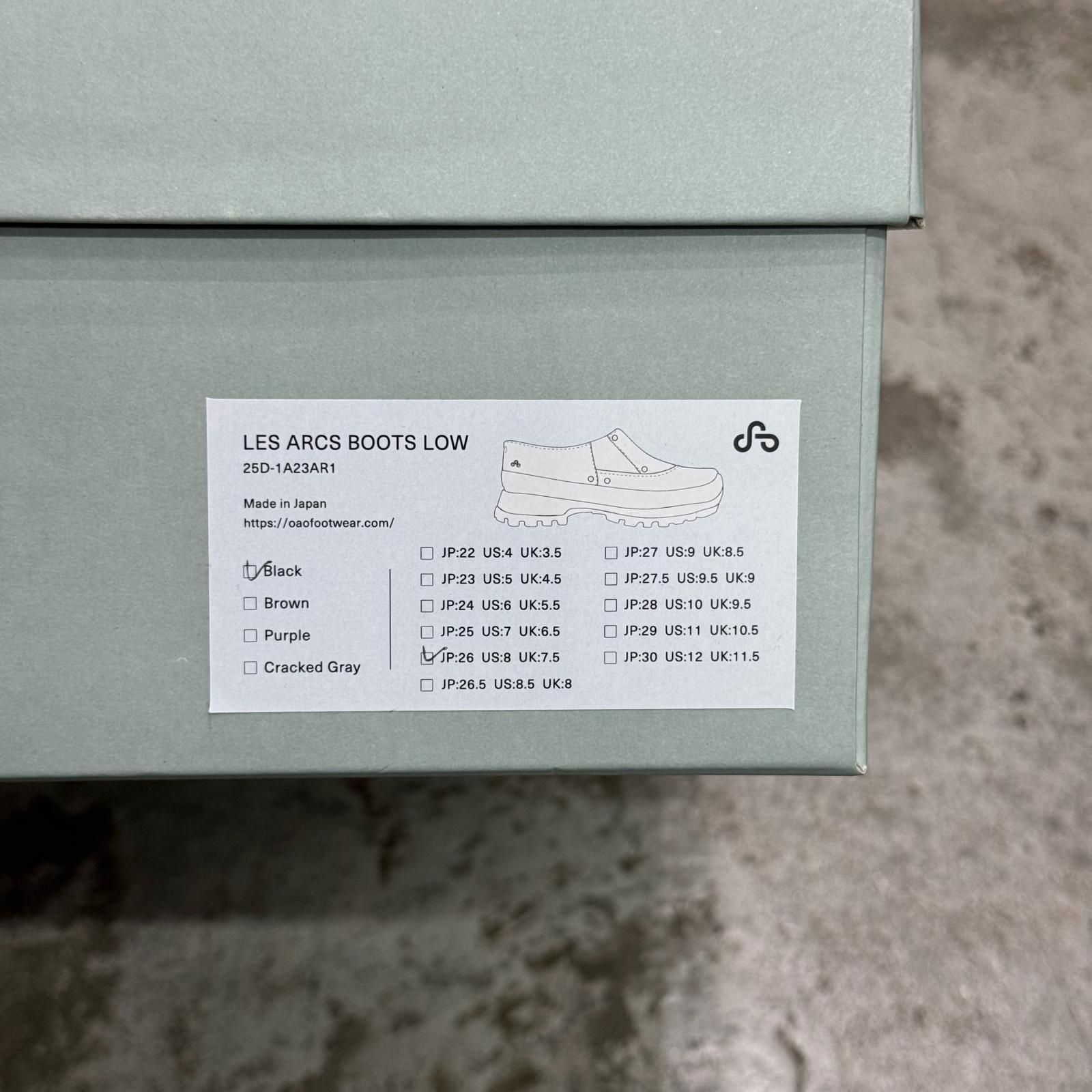 参考上代62700円 未使用 OAO LES ARCS BOOTS LOW ローカットサイドゴア 