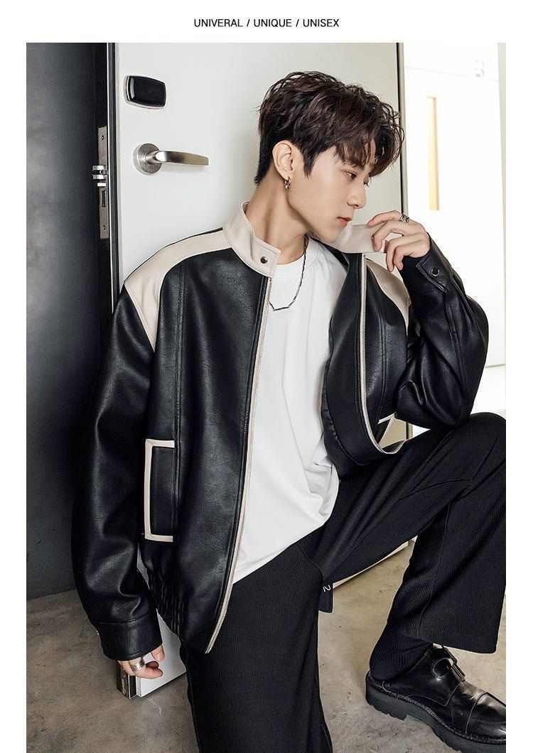 メンズ レザージャケット ブルゾン バイカラー ライダース 韓国 コピー用紙B5 その他 