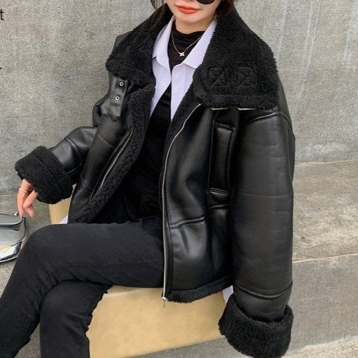 レディース ジャケット PUレザー ショート ボア スタンドカラー