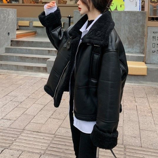 レディース ジャケット PUレザー ショート ボア スタンドカラー