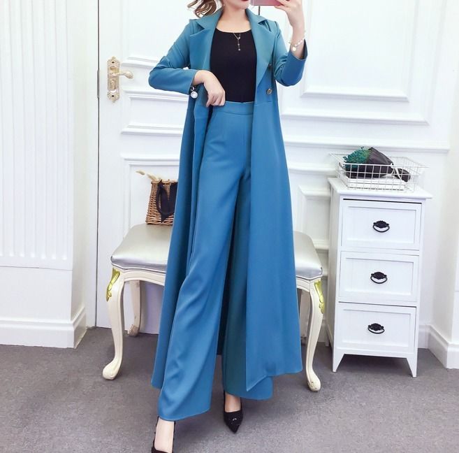 ロングジャケット ハイウエストパンツスーツ エレガント