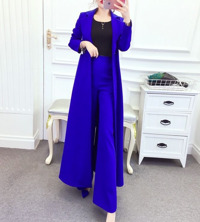 ロングジャケット ハイウエストパンツスーツ エレガント