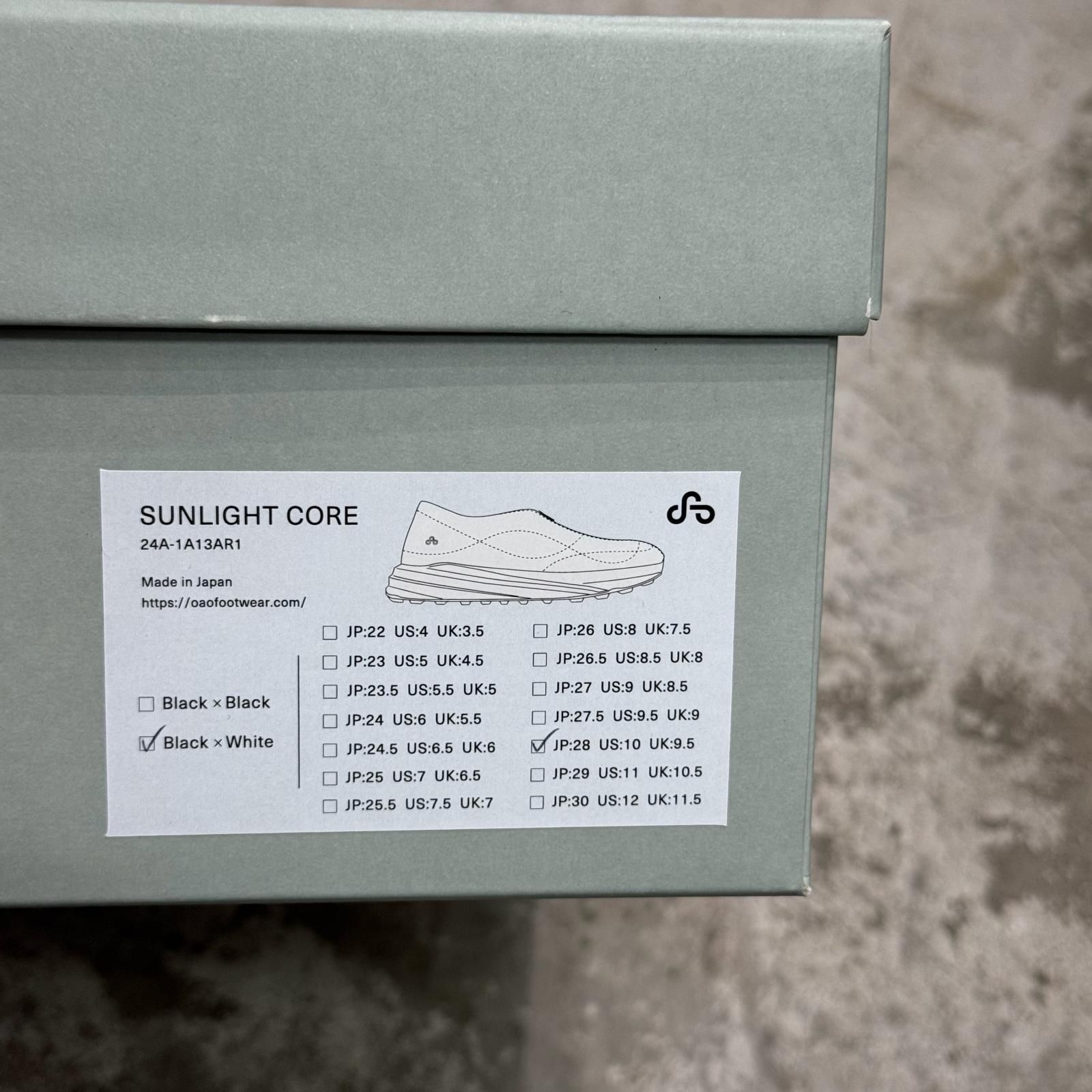 参考上代55000円 未使用 OAO SUNLIGHT CORE サンライトコア スニーカー 