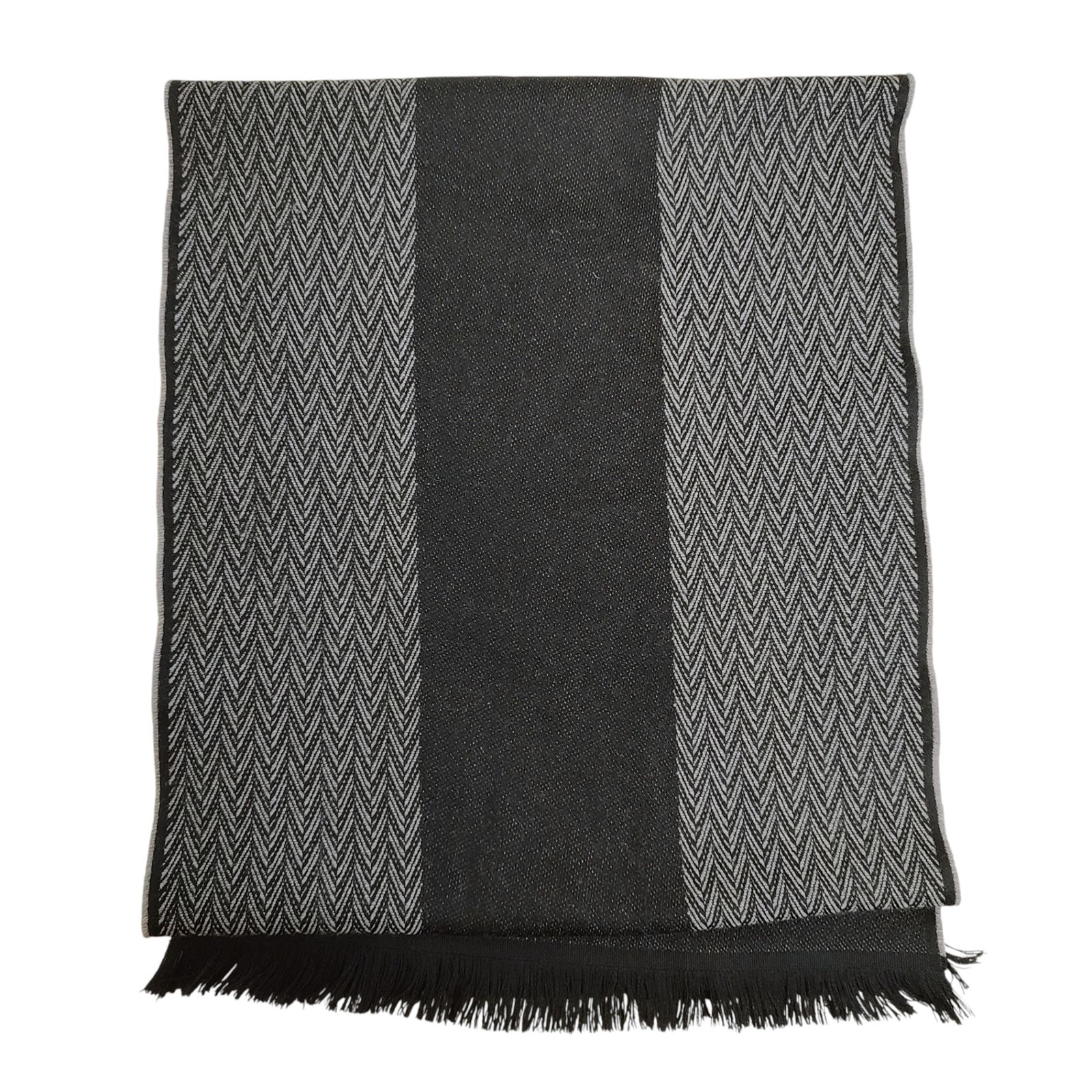 VERSACE ヴェルサーチ メデューサ ヘリンボーン柄 マフラー F ブラック