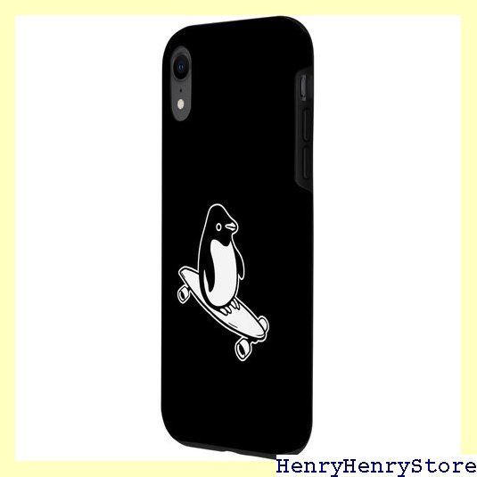 長いボードに乗るペンギンのミニマルアート。 スマホケース iPhone XR 用 1837