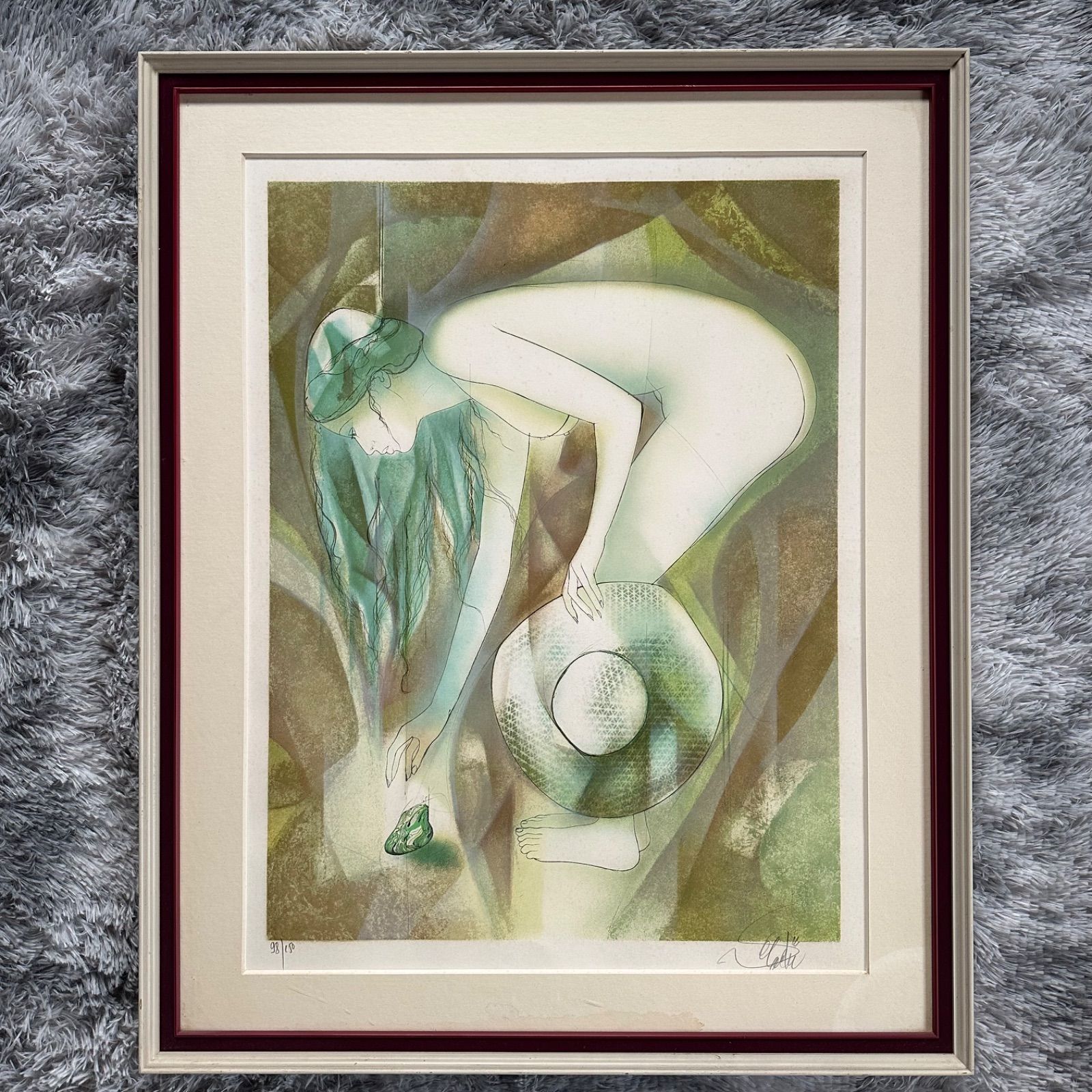 ジャン=バティスト・バラディエ 絵画　人物画 リトグラフ 裸婦画 サイン有り ジャン=バティスト・バラディエ 絵画 人物画 リトグラフ 裸婦画 サイン