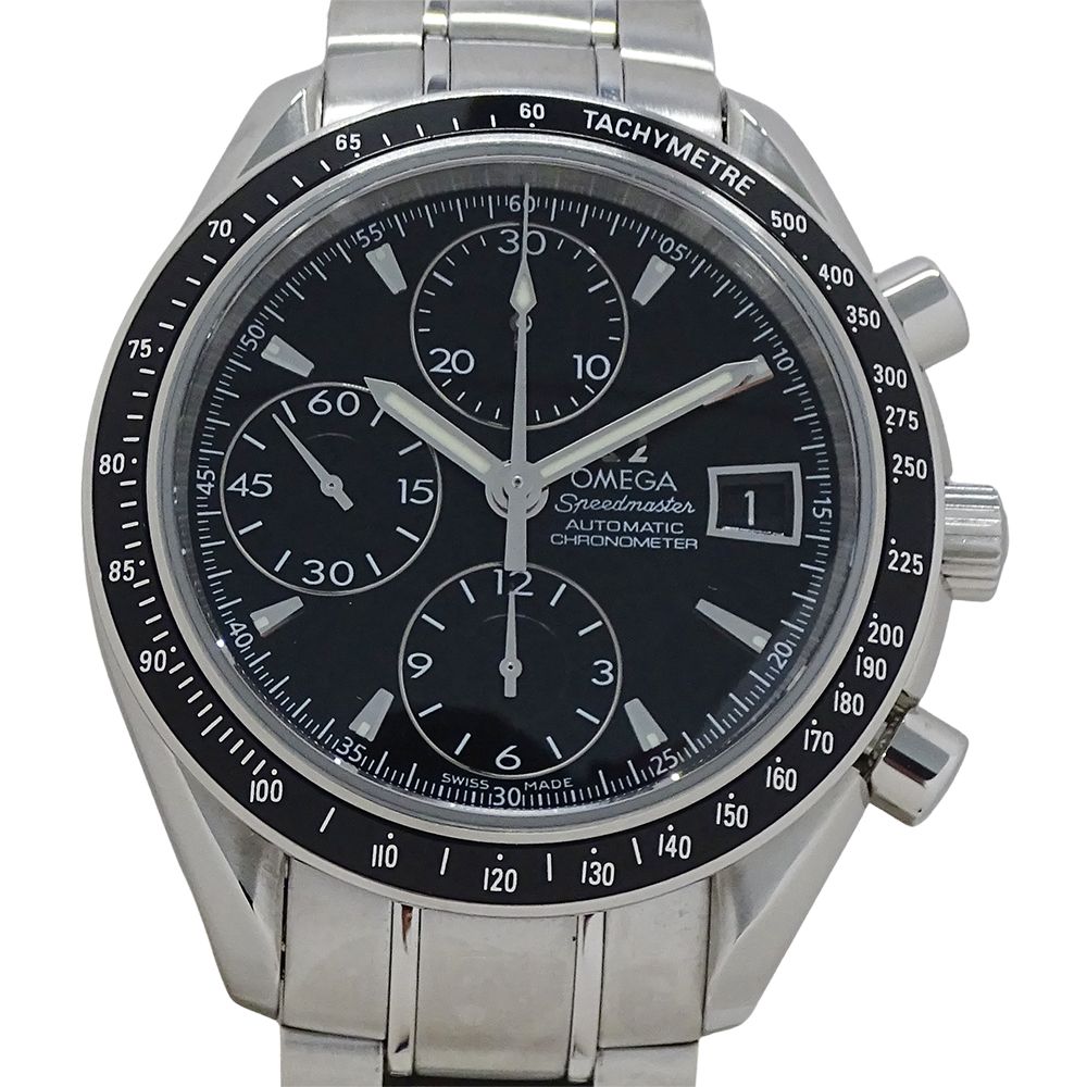  オメガ OMEGA スピードマスター 3210 50 時計 メンズ ブランド クロノグラフ クロノメーター デイト 自動巻き AT ステンレス SS シルバー ブラック 磨き済み 重ね着 自動巻き時計 腕時計(アナログ)
