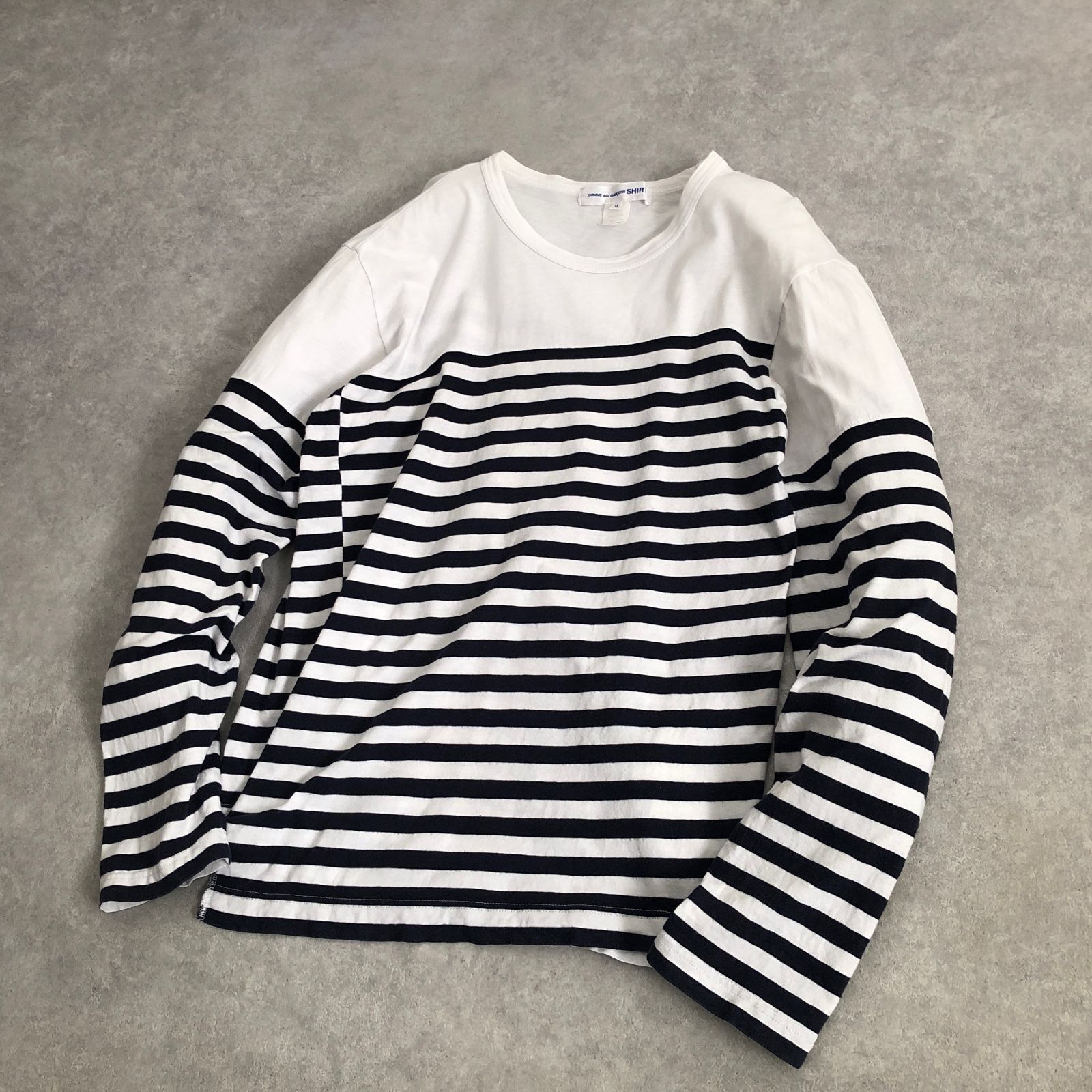 コムデギャルソンシャツ　捩れボーダーカットソー　M ねじれ期 COMME des GARCONS SHIRT ゆがみ ボーダー切替カットソー