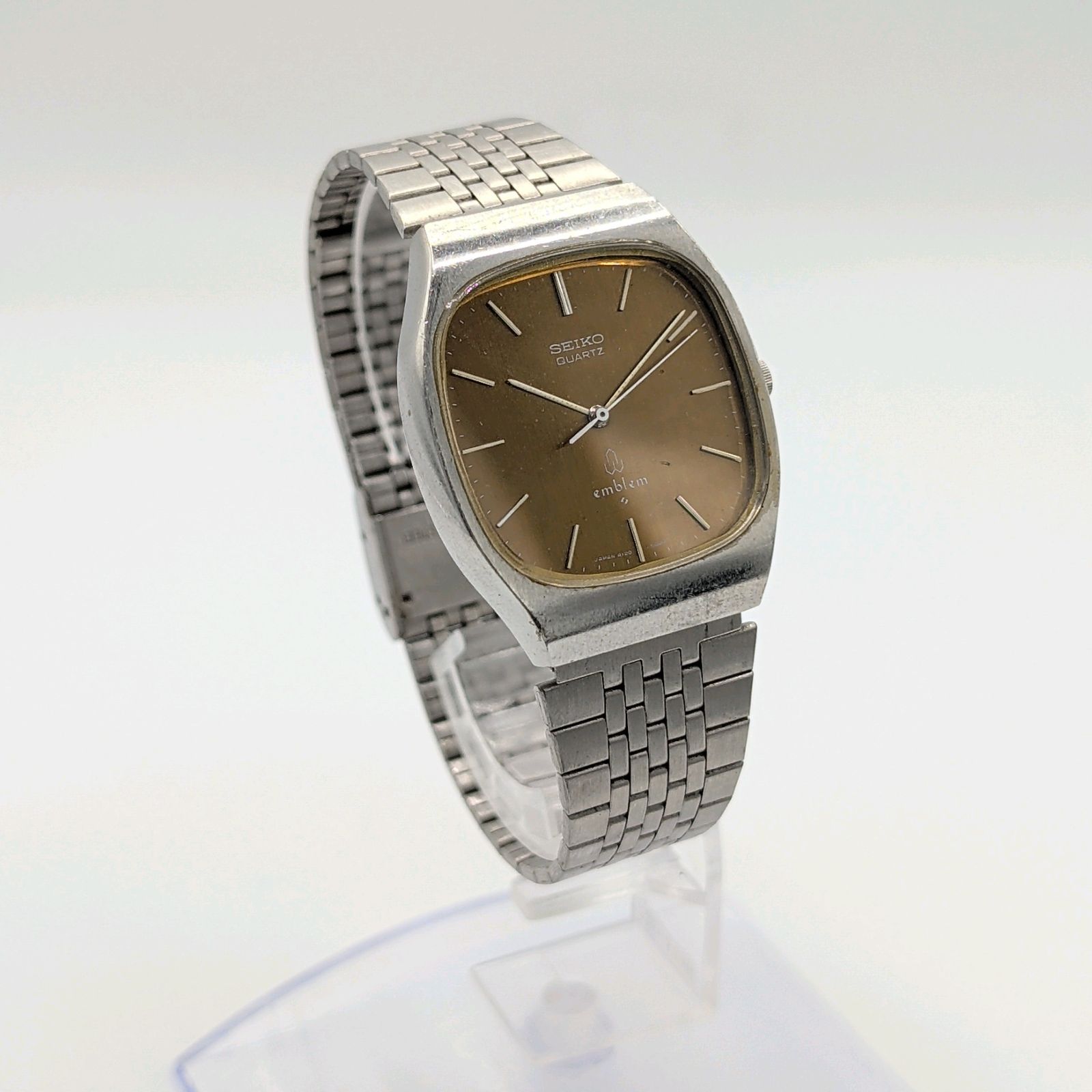 SEIKO emblem 4120-5000 Watch Quartz Men's Square Gold dial Y2K 00S