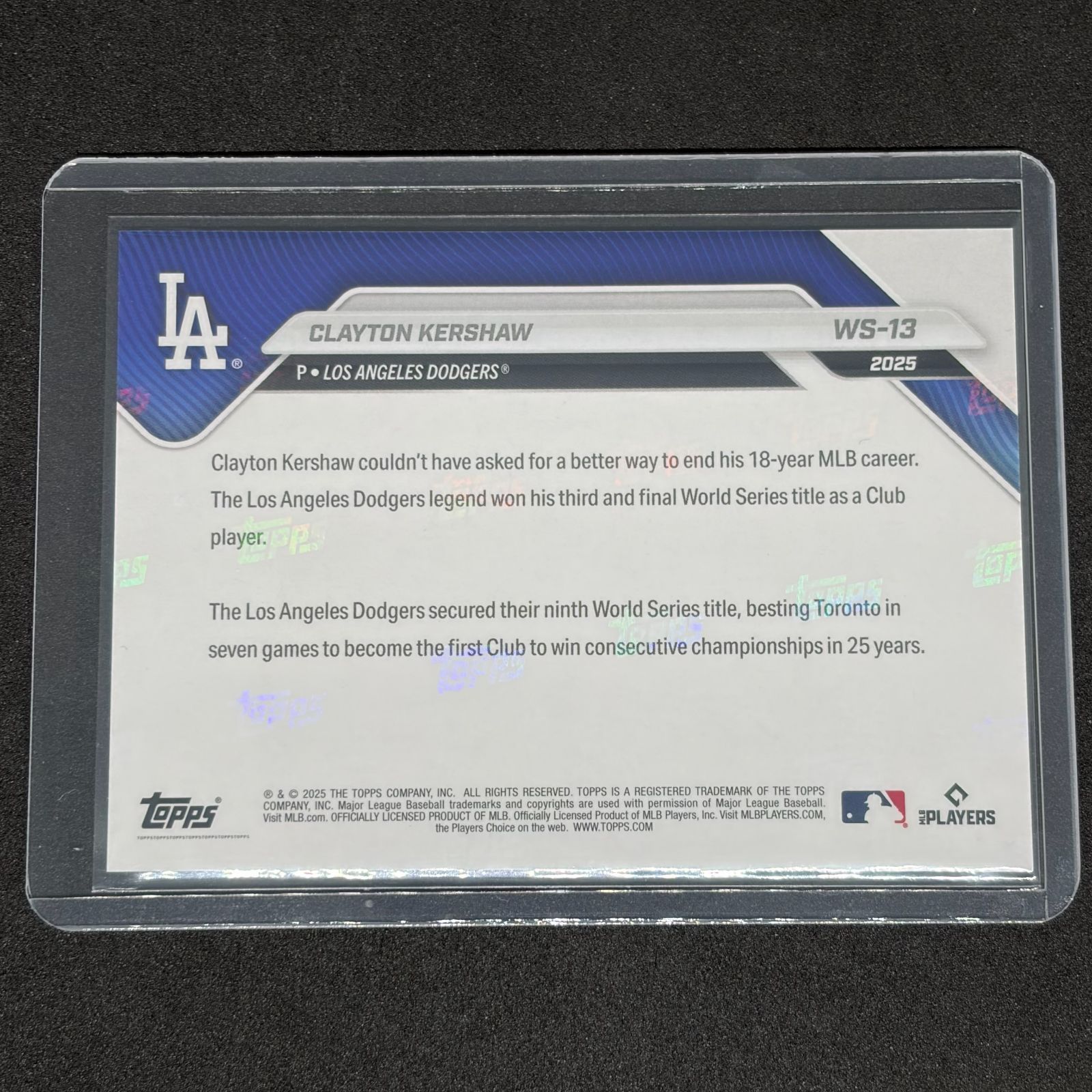 Clayton Kershaw / クレイトン・カーショウ 2025 Topps World Series